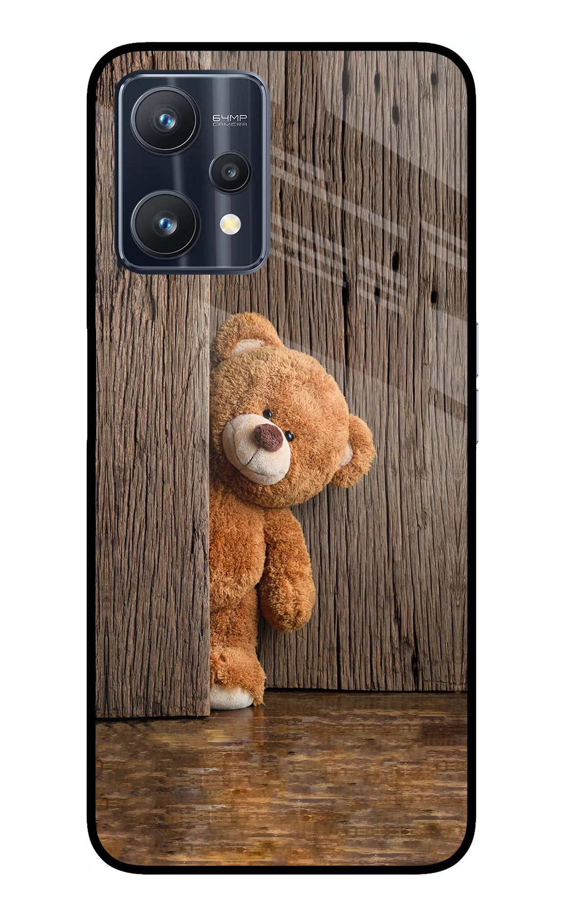 Teddy Wooden Realme 9 Pro 5G Glass Case Back Cover by Casekaro