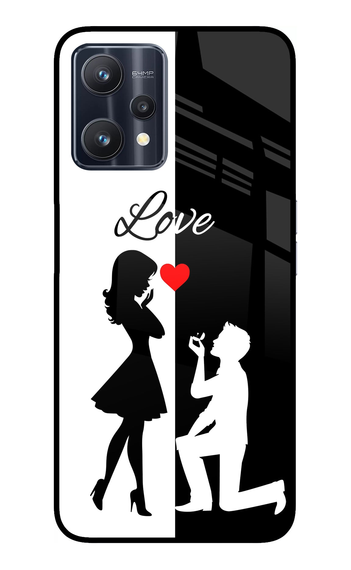 Love Propose Black And White Realme 9 Pro 5G Glass Case
