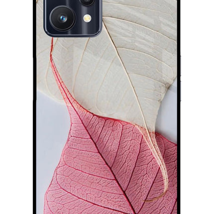 White Pink Leaf Realme 9 Pro 5G Glass Case