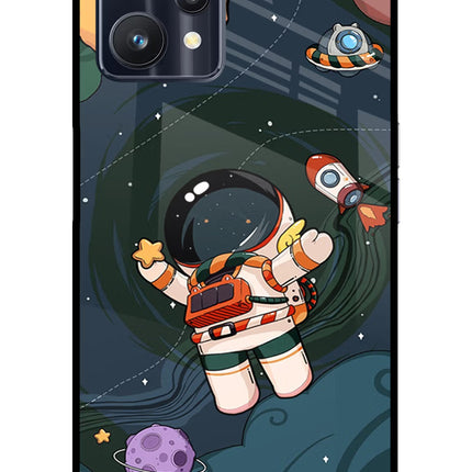 Cartoon Astronaut Realme 9 Pro 5G Glass Case Back Cover by Casekaro