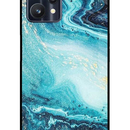 Blue Glitter Marble Realme 9 Pro 5G Glass Case