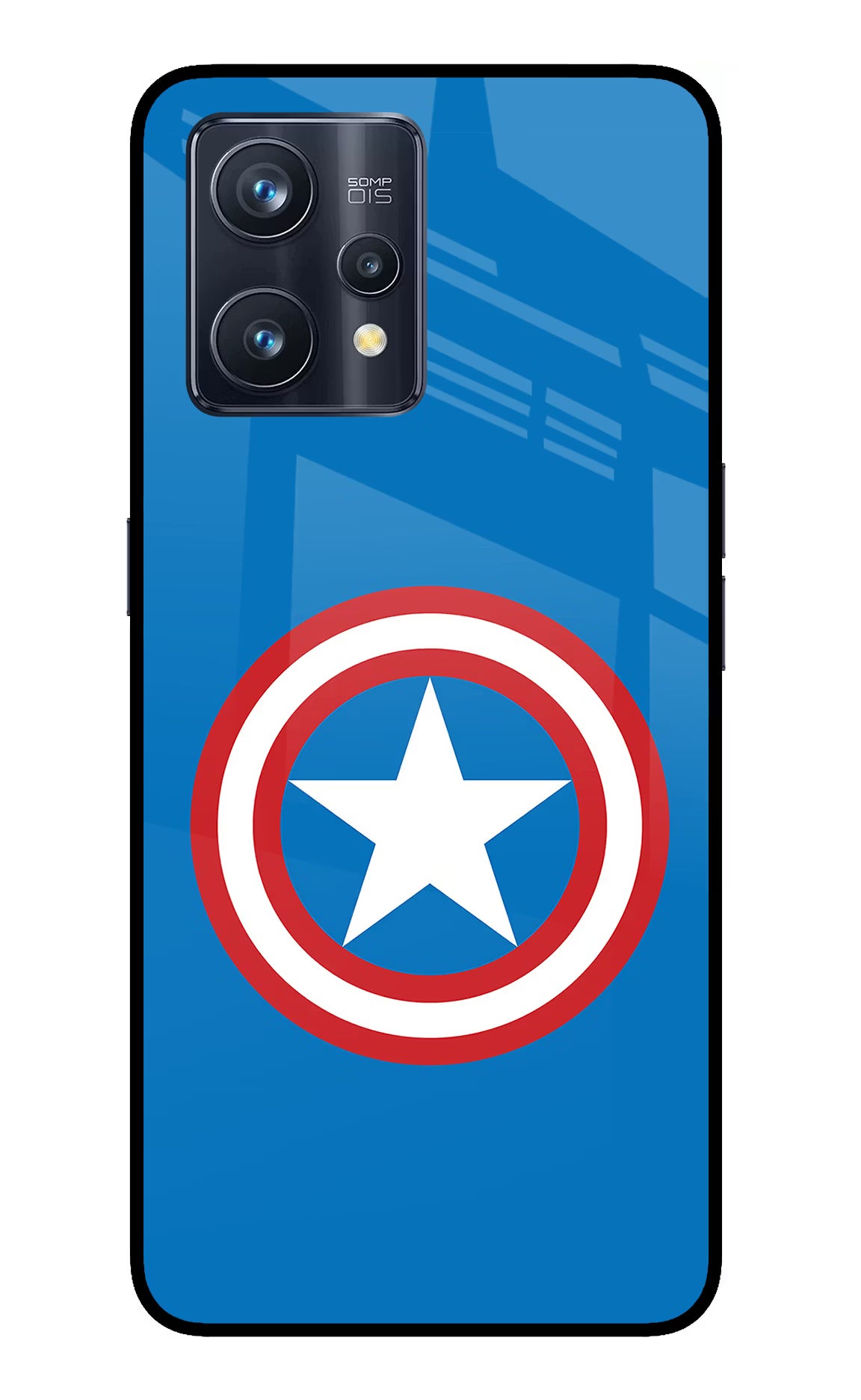 Captain America Logo Realme 9 Pro+ 5G Glass Case Back Cover by Casekaro