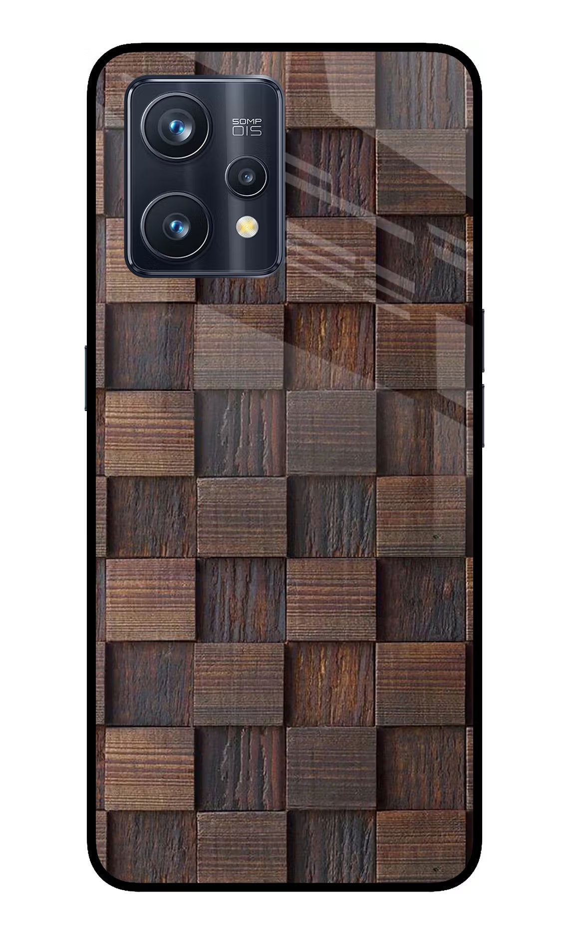Wooden Cube Design Realme 9 Pro+ 5G Glass Case Back Cover by Casekaro