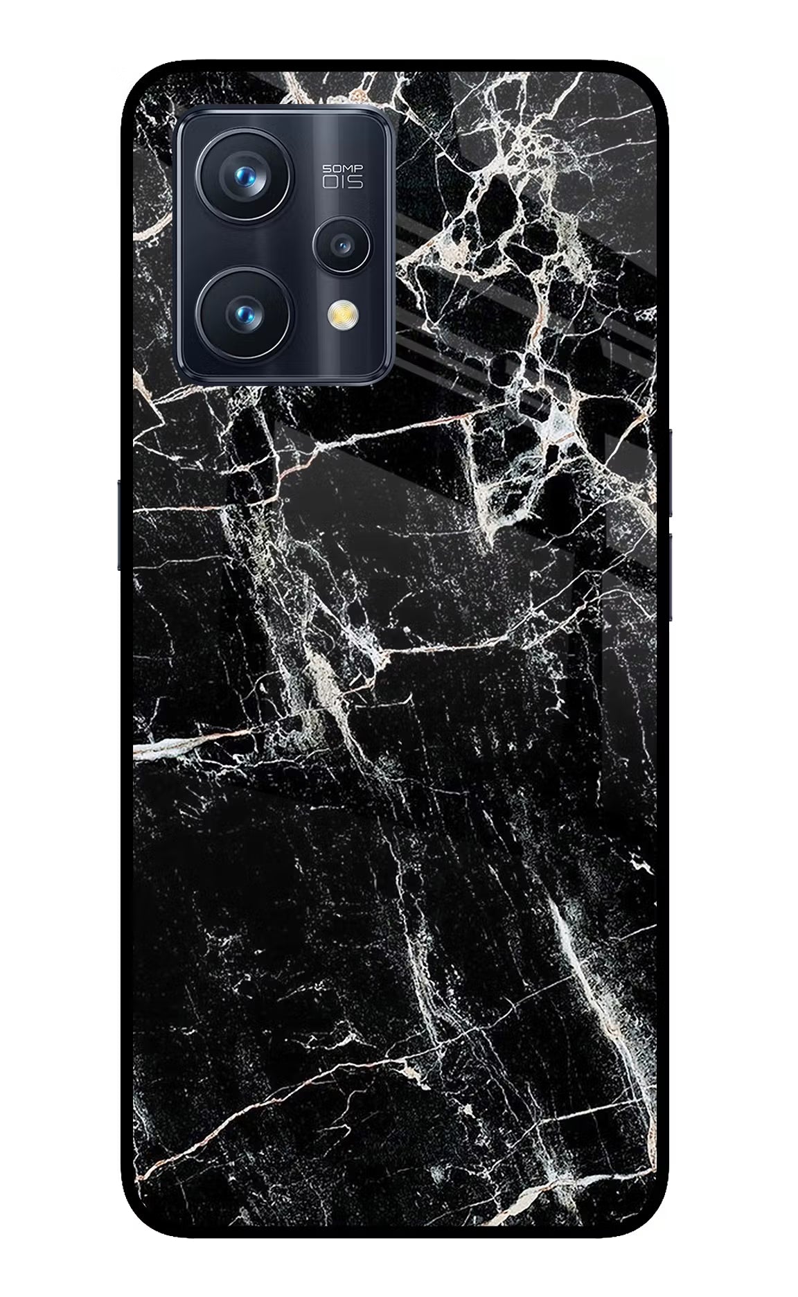 Black Marble Texture Realme 9 Pro+ 5G Glass Case Back Cover by Casekaro