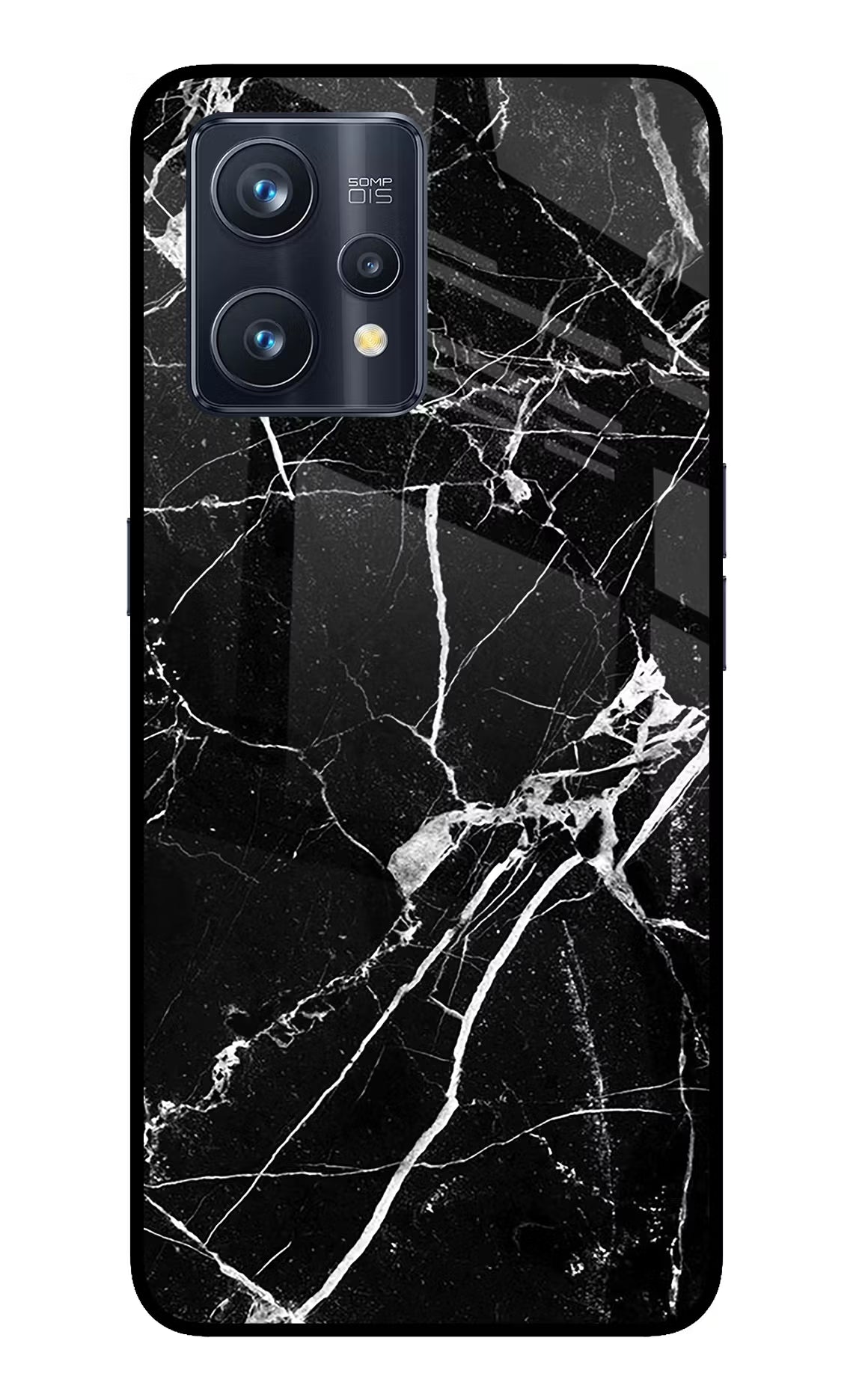 Black Marble Pattern Realme 9 Pro+ 5G Glass Case Back Cover by Casekaro