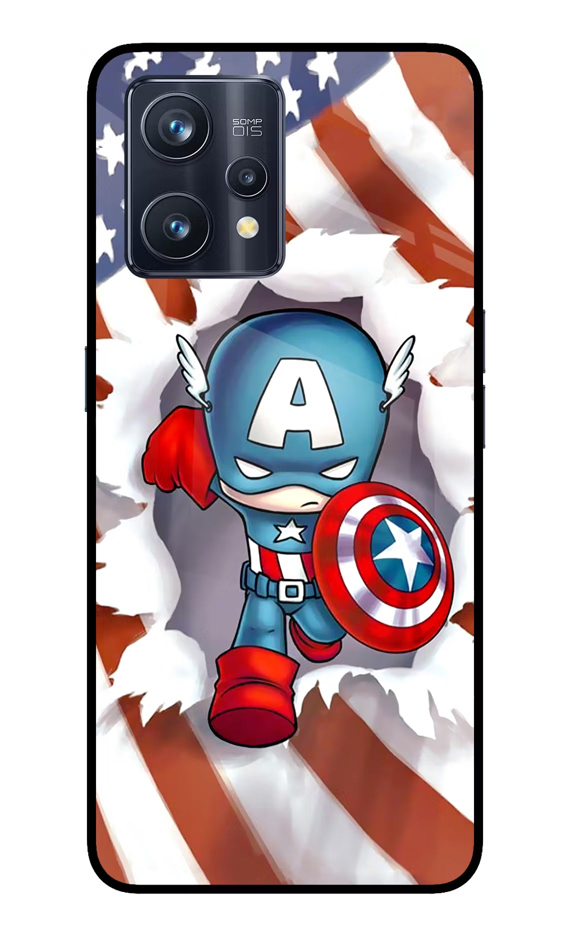 Captain America Realme 9 Pro+ 5G Glass Case Back Cover by Casekaro