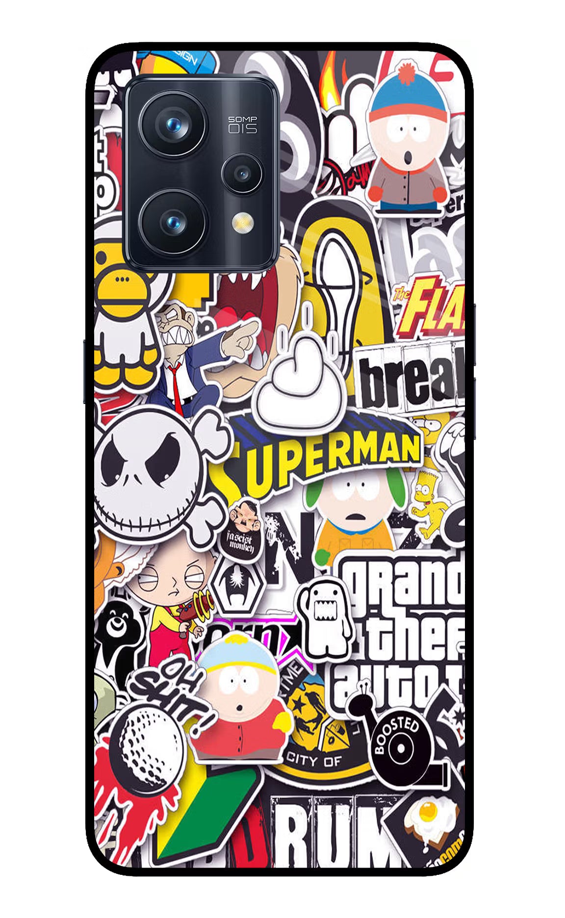 Sticker Bomb Realme 9 Pro+ 5G Glass Case Back Cover by Casekaro