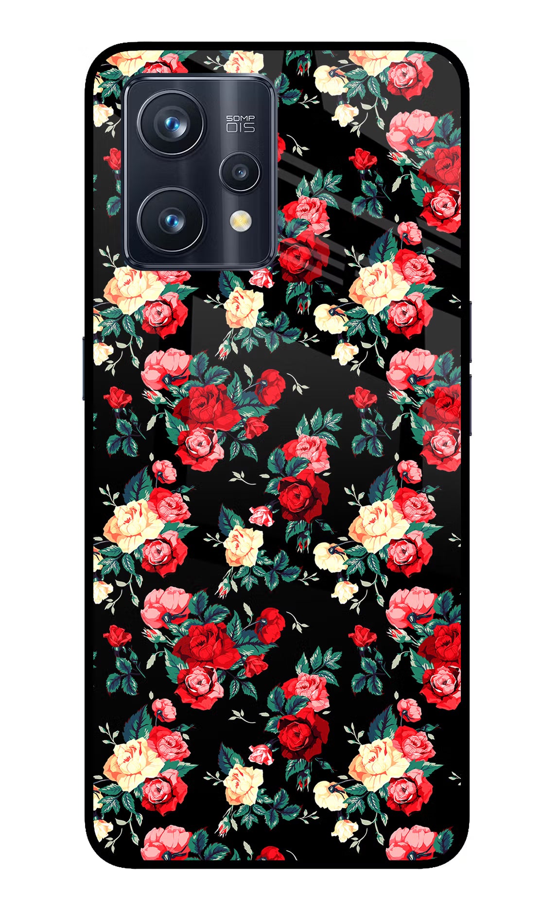 Rose Pattern Realme 9 Pro+ 5G Glass Case Back Cover by Casekaro