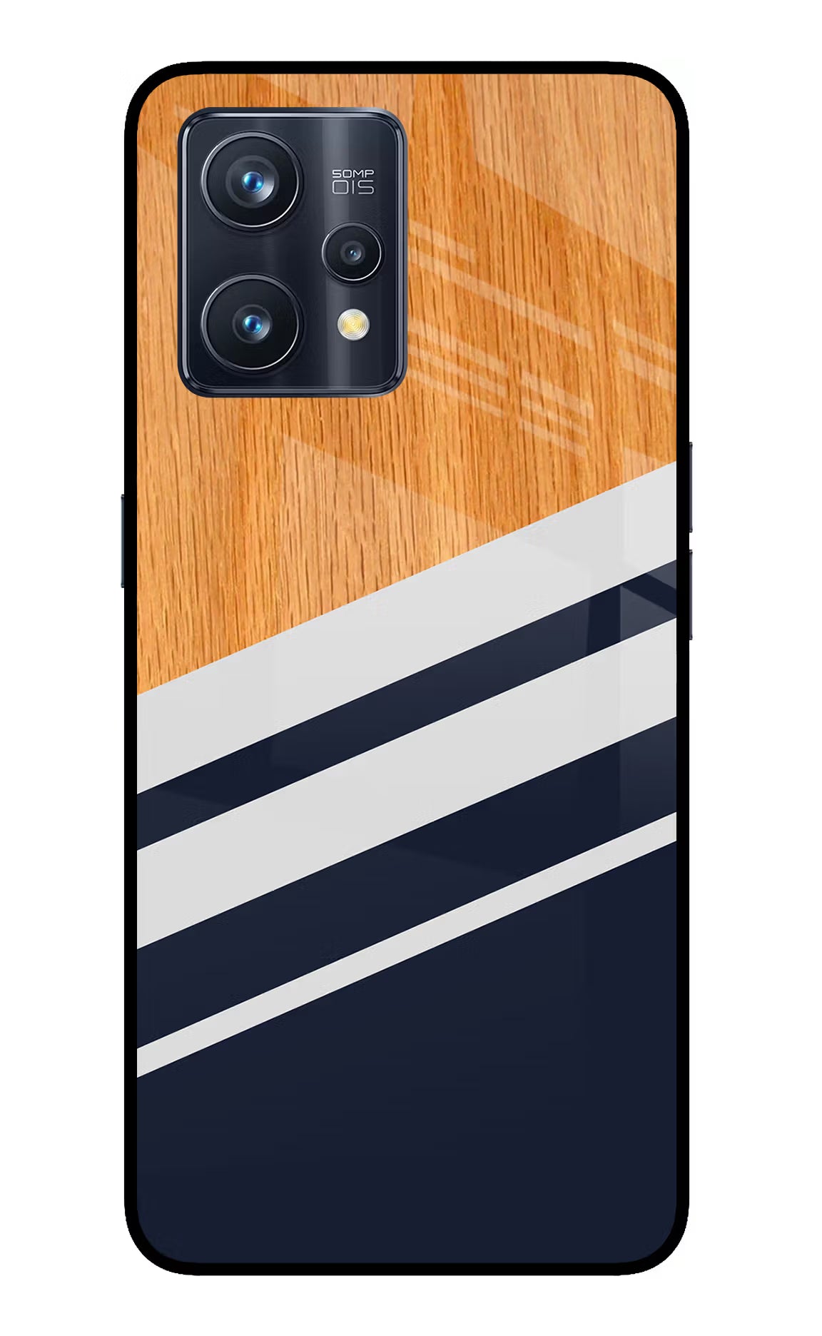 Blue and white wooden Realme 9 Pro+ 5G Glass Case Back Cover by Casekaro