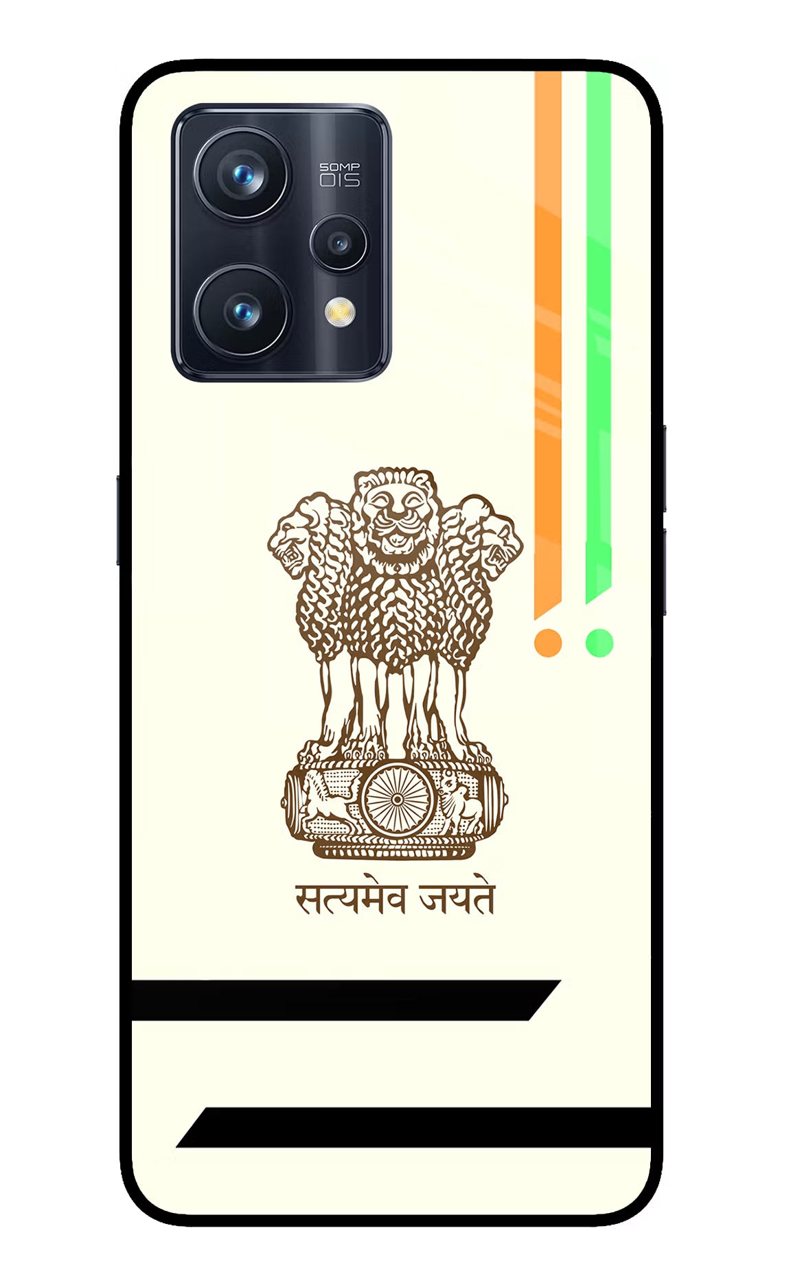 Satyamev Jayate Brown Logo Realme 9 Pro+ 5G Glass Case Back Cover by Casekaro