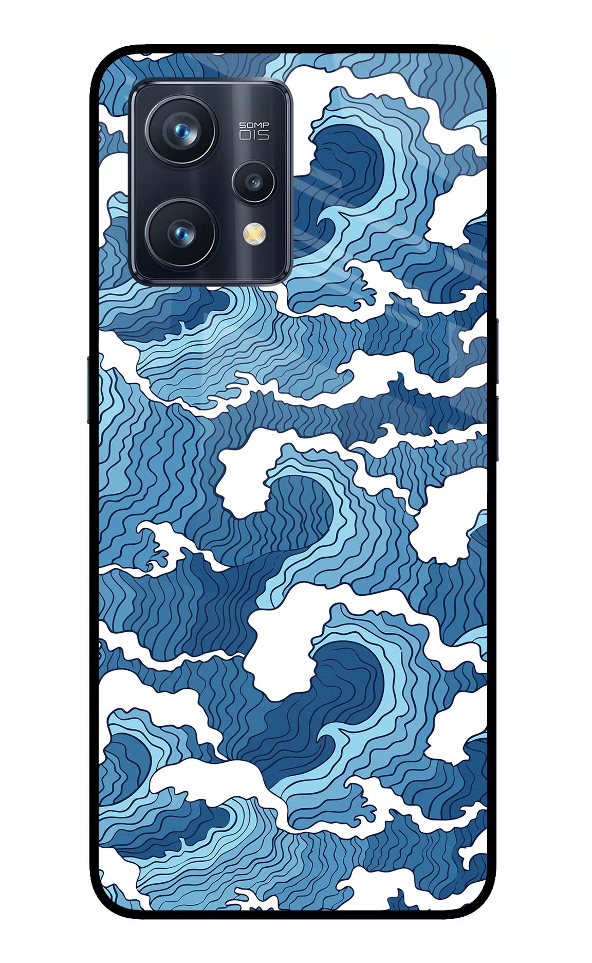 Blue Waves Realme 9 Pro+ 5G Glass Case Back Cover by Casekaro