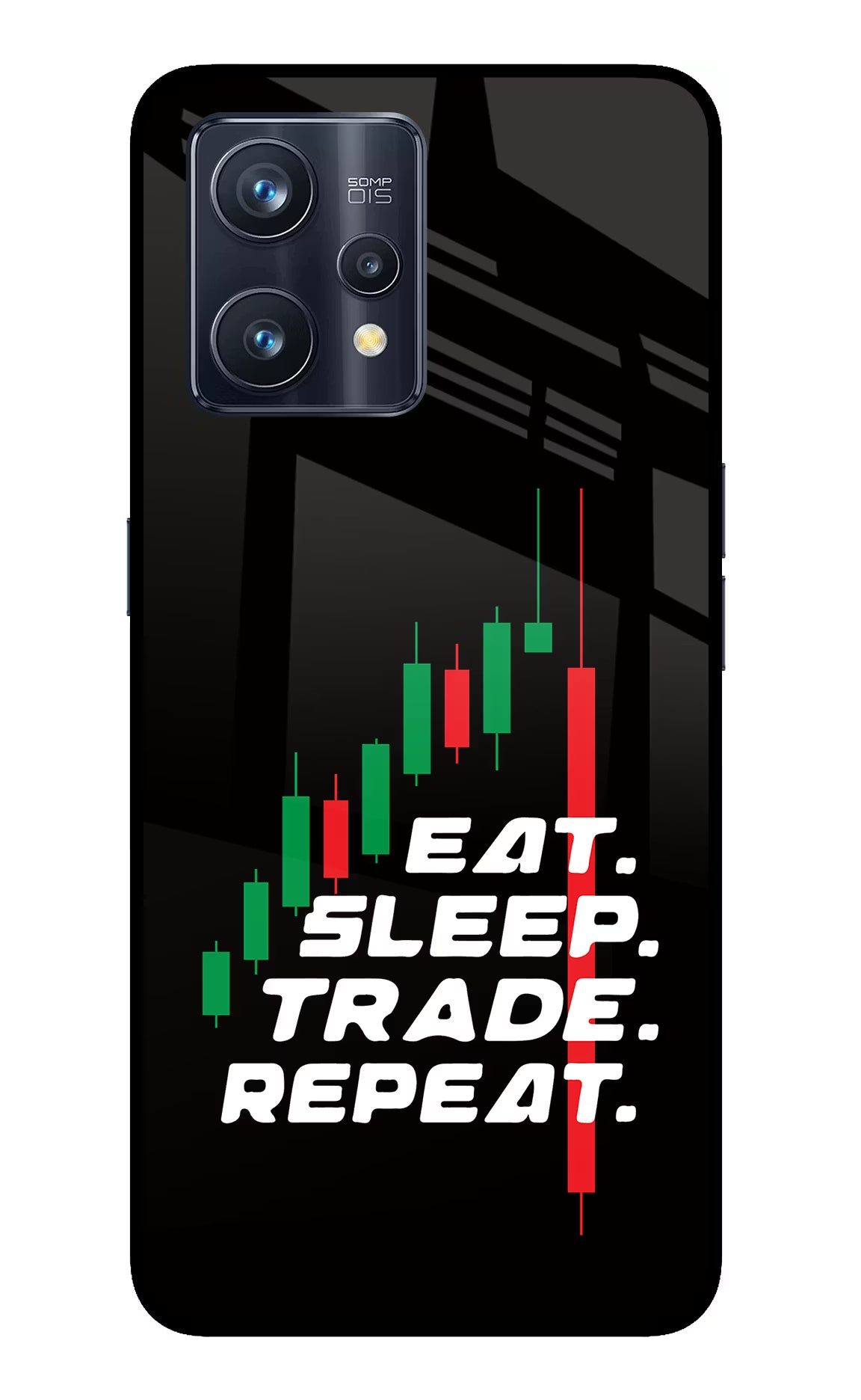 Eat Sleep Trade Repeat Realme 9 Pro+ 5G Glass Case Back Cover by Casekaro