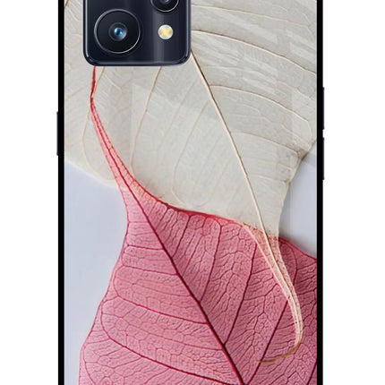 White Pink Leaf Realme 9 Pro+ 5G Glass Case