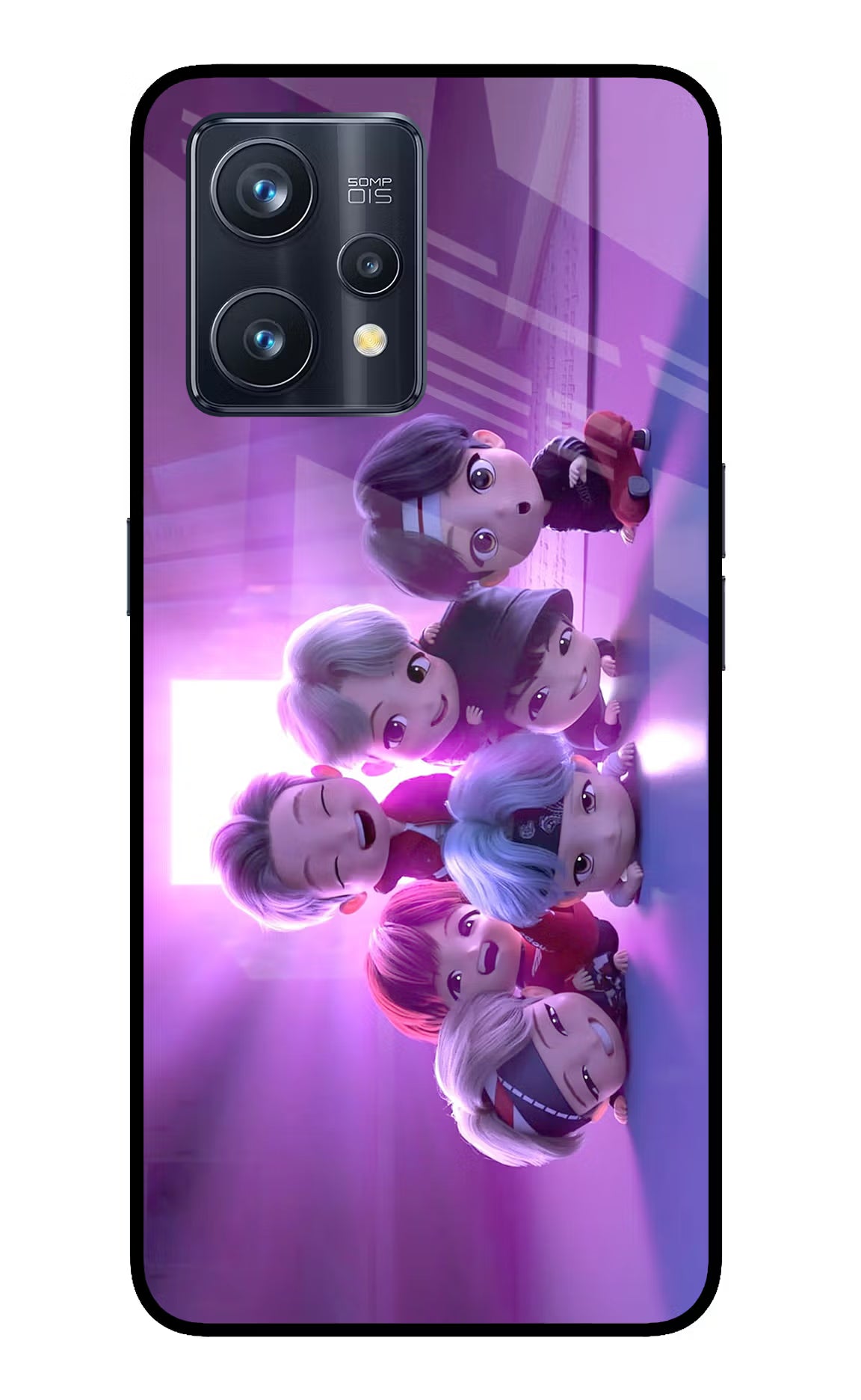 BTS Chibi Realme 9 Pro+ 5G Glass Case Back Cover by Casekaro