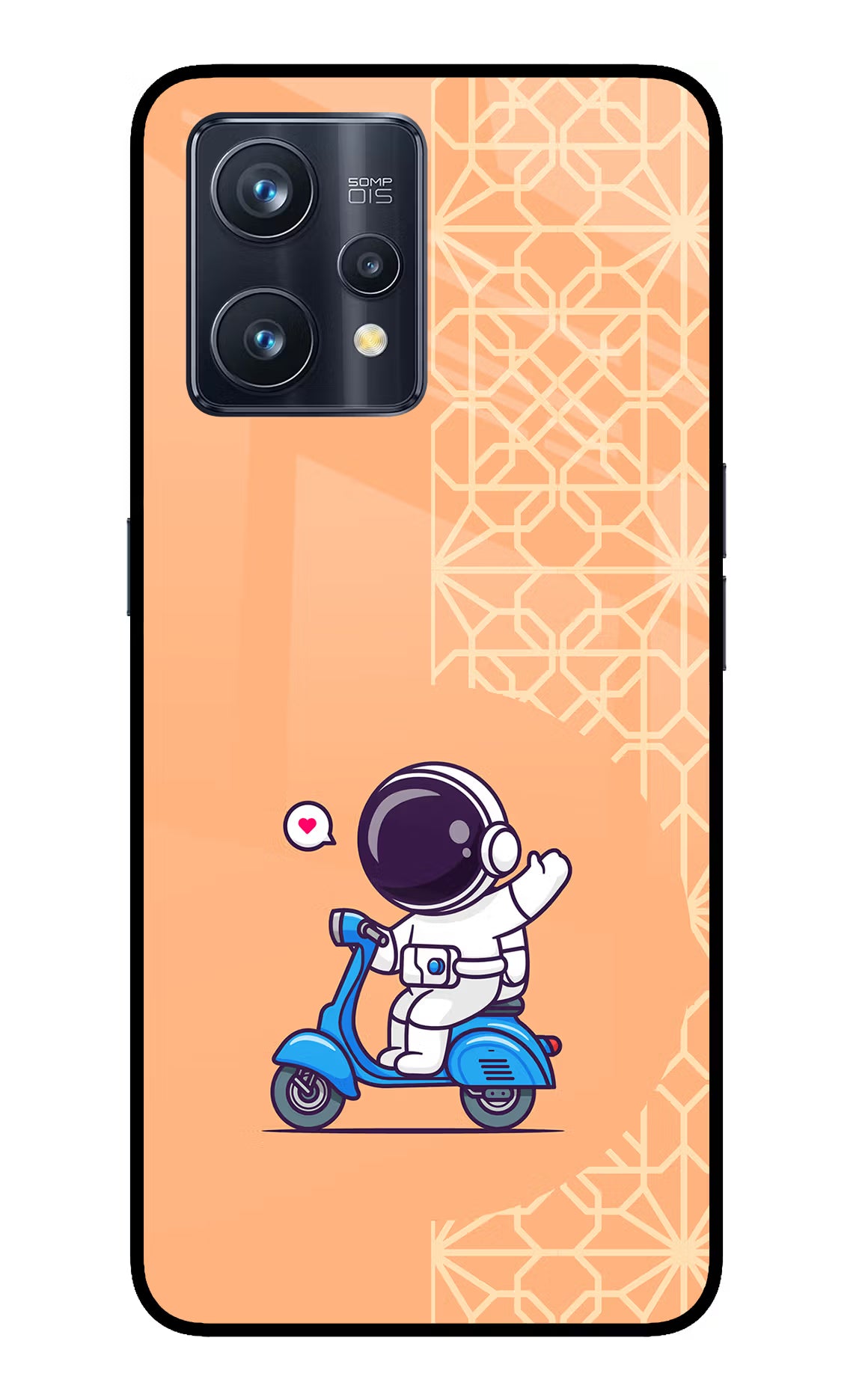 Cute Astronaut Riding Realme 9 Pro+ 5G Glass Case Back Cover by Casekaro