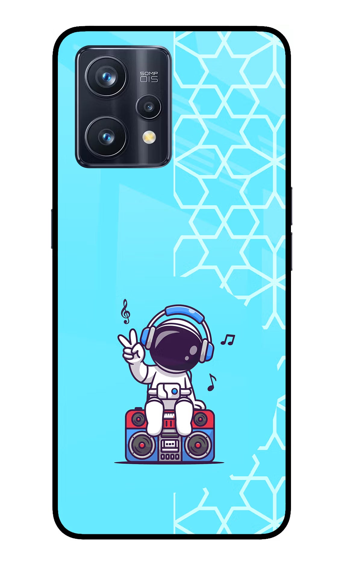 Cute Astronaut Chilling Realme 9 Pro+ 5G Glass Case Back Cover by Casekaro