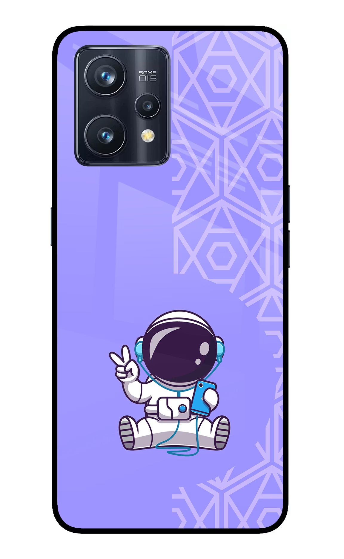 Cute Astronaut Chilling Realme 9 Pro+ 5G Glass Case Back Cover by Casekaro