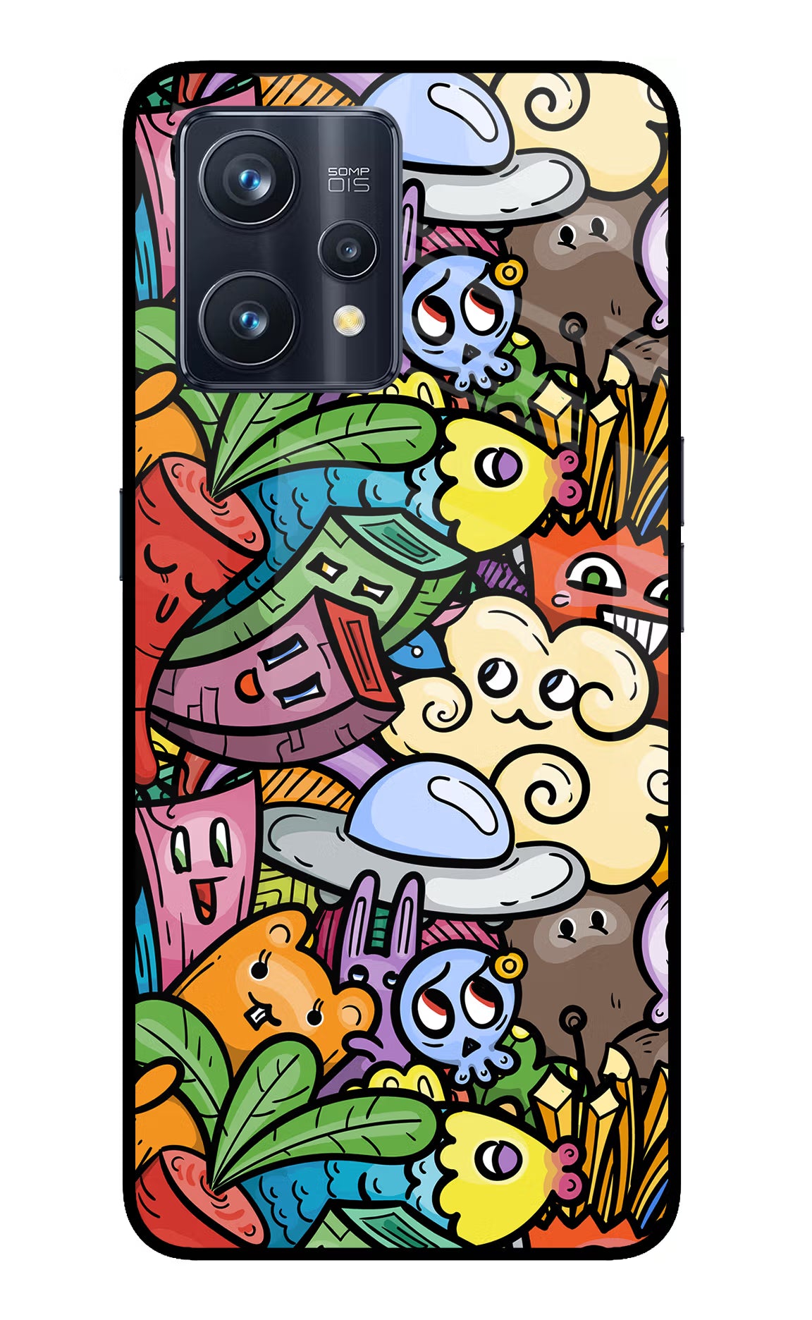 Veggie Doodle Realme 9 Pro+ 5G Glass Case Back Cover by Casekaro