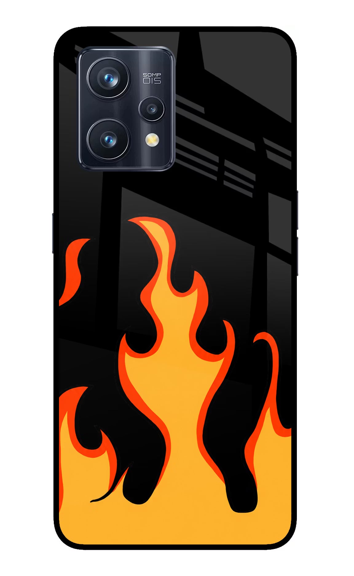 Fired Up – Black Realme 9 Pro+ 5G Glass Case Back Cover by Casekaro
