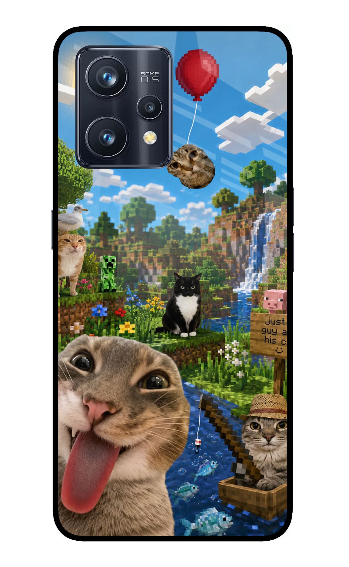 Minecraft Cat Chaos Realme 9 Pro+ 5G Glass Case