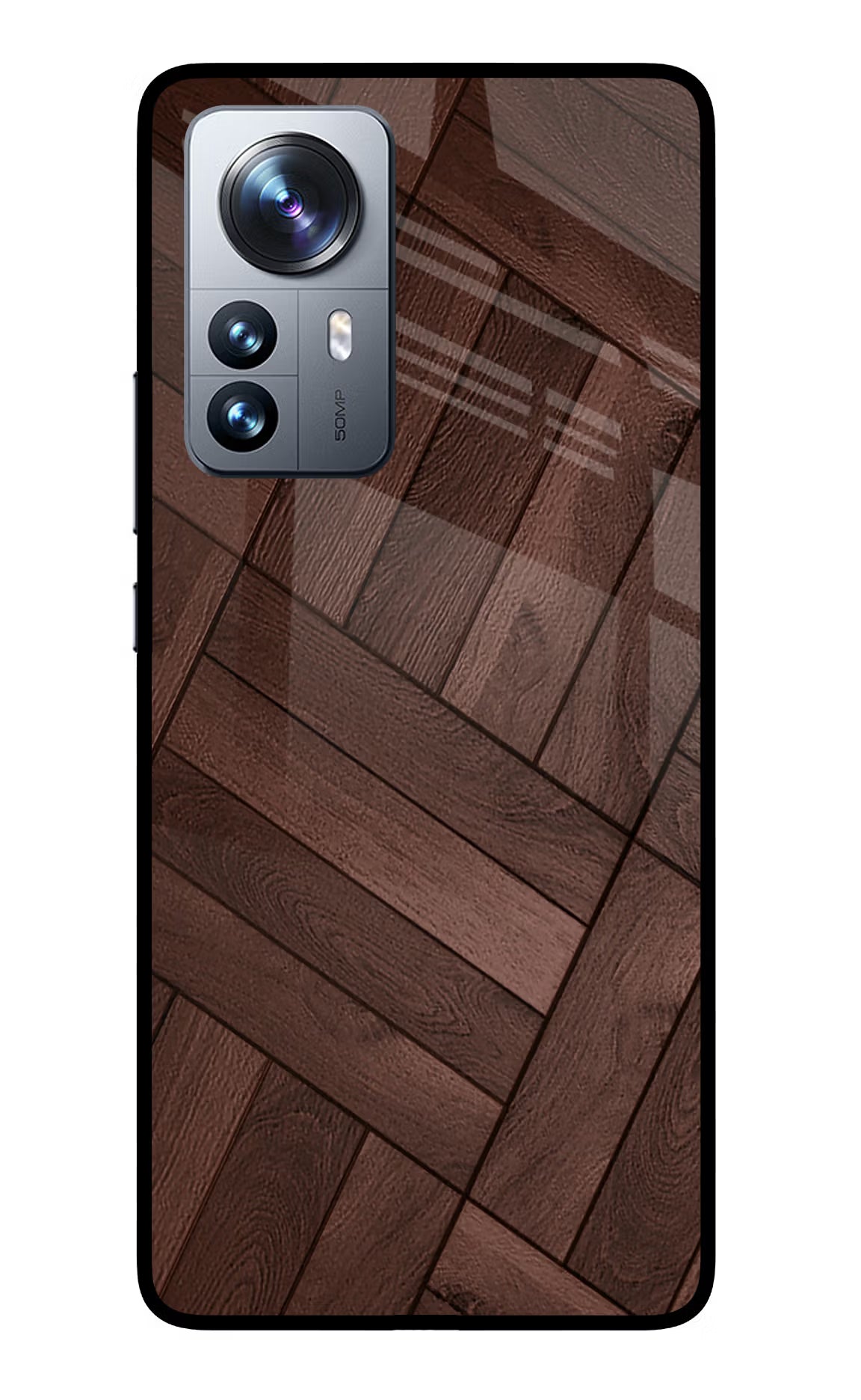 Wooden Texture Design Mi 12 Pro 5G Glass Case Back Cover by Casekaro