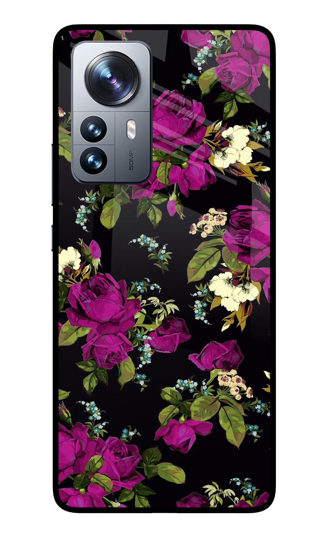 Flowers Mi 12 Pro 5G Glass Case Back Cover by Casekaro