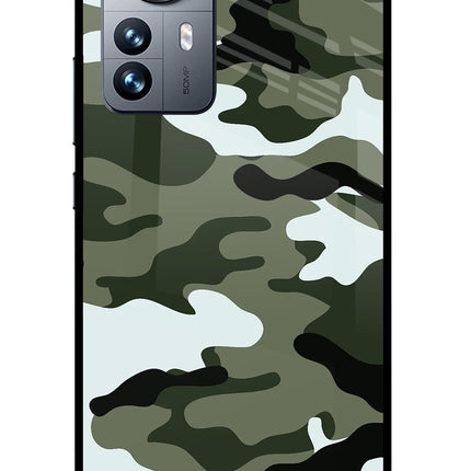 Camouflage Mi 12 Pro 5G Glass Case Back Cover by Casekaro