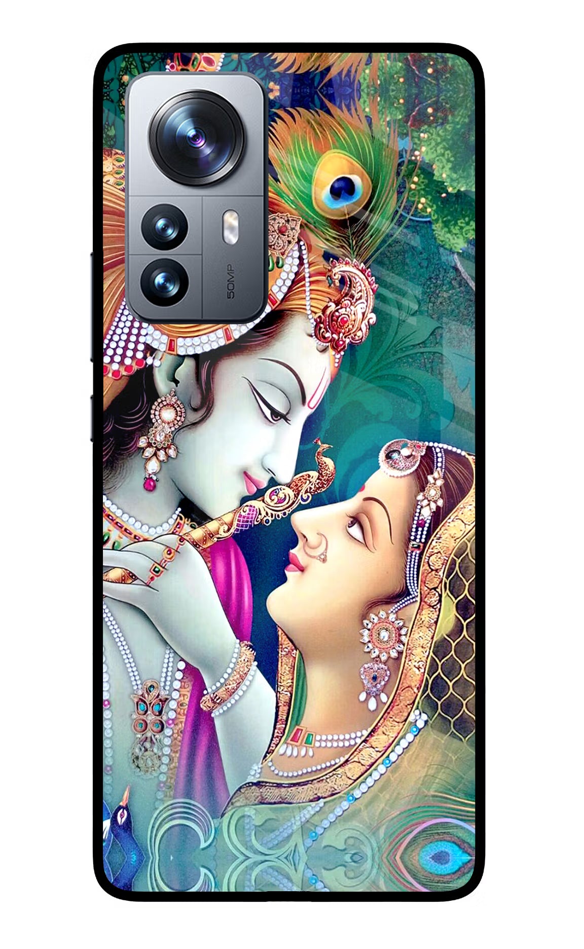 Lord Radha Krishna Mi 12 Pro 5G Glass Case Back Cover by Casekaro
