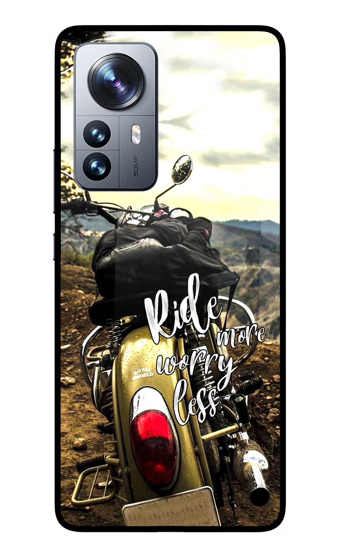 Ride More Worry Less Mi 12 Pro 5G Glass Case Back Cover by Casekaro