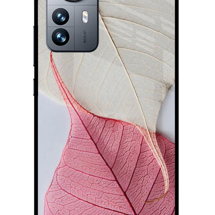 White Pink Leaf Mi 12 Pro 5G Glass Case