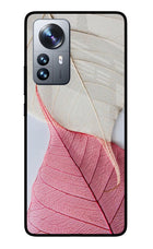White Pink Leaf Mi 12 Pro 5G Glass Case