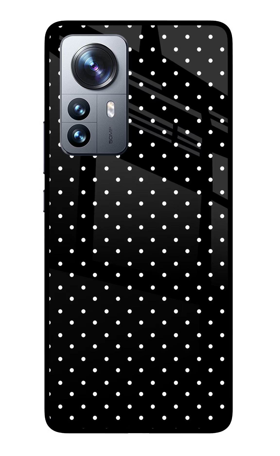 White Dots Mi 12 Pro 5G Glass Case Back Cover by Casekaro