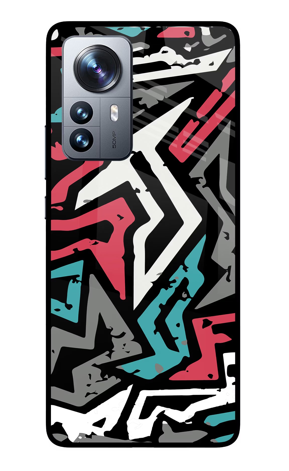 Geometric Graffiti Mi 12 Pro 5G Glass Case Back Cover by Casekaro