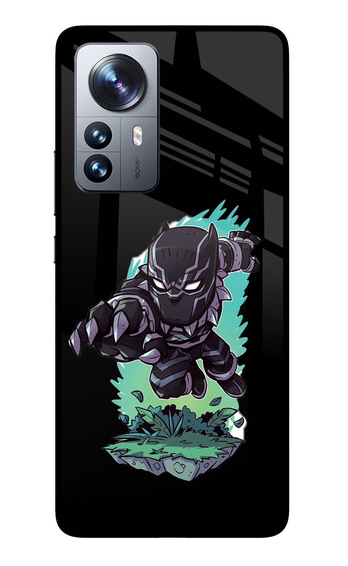 Black Panther Mi 12 Pro 5G Glass Case Back Cover by Casekaro