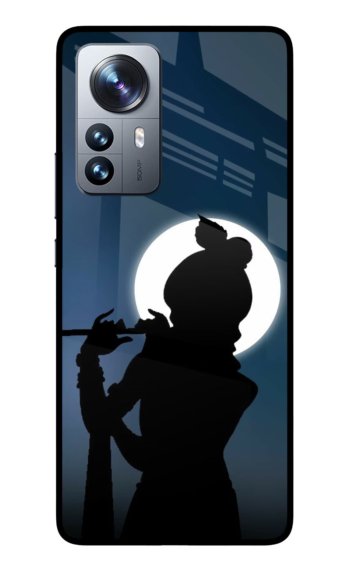 Shri Krishna Silhouette Mi 12 Pro 5G Glass Case Back Cover by Casekaro