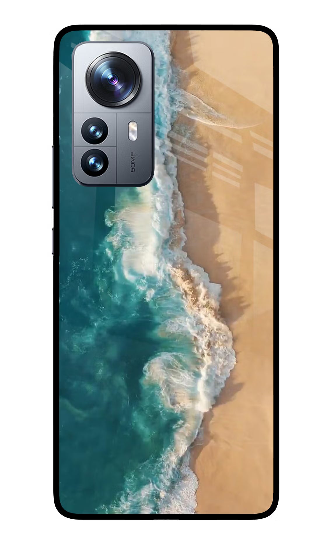 Ocean Beach Mi 12 Pro 5G Glass Case Back Cover by Casekaro