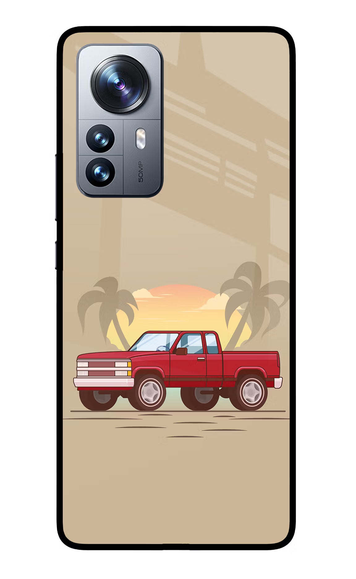 Desert Classic Drive Mi 12 Pro 5G Glass Case Back Cover by Casekaro