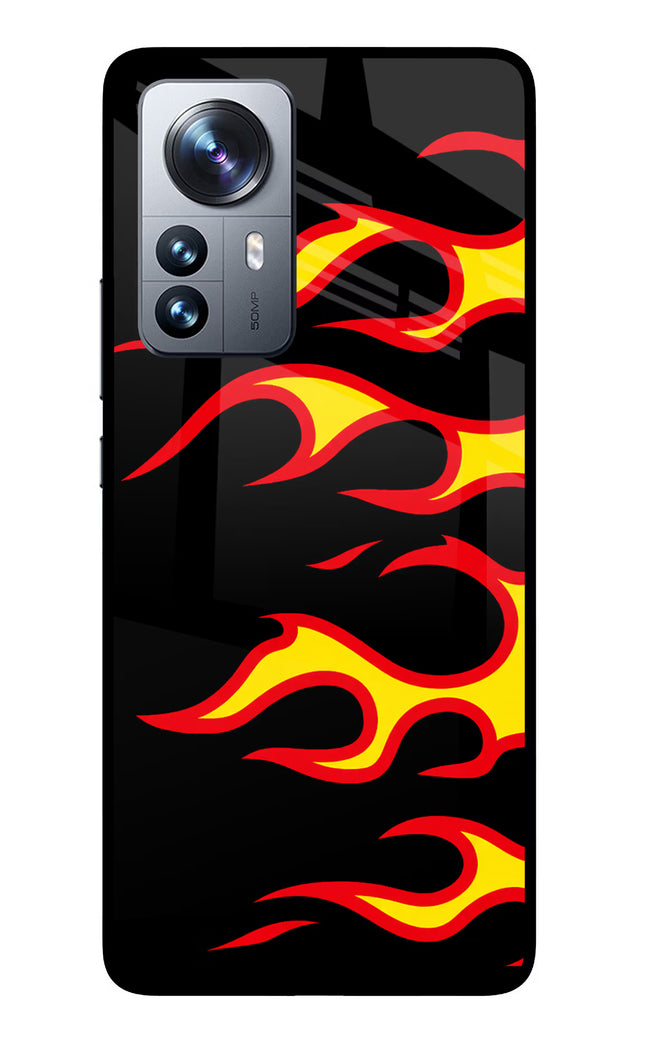 Side Sweep Flames Mi 12 Pro 5G Glass Case