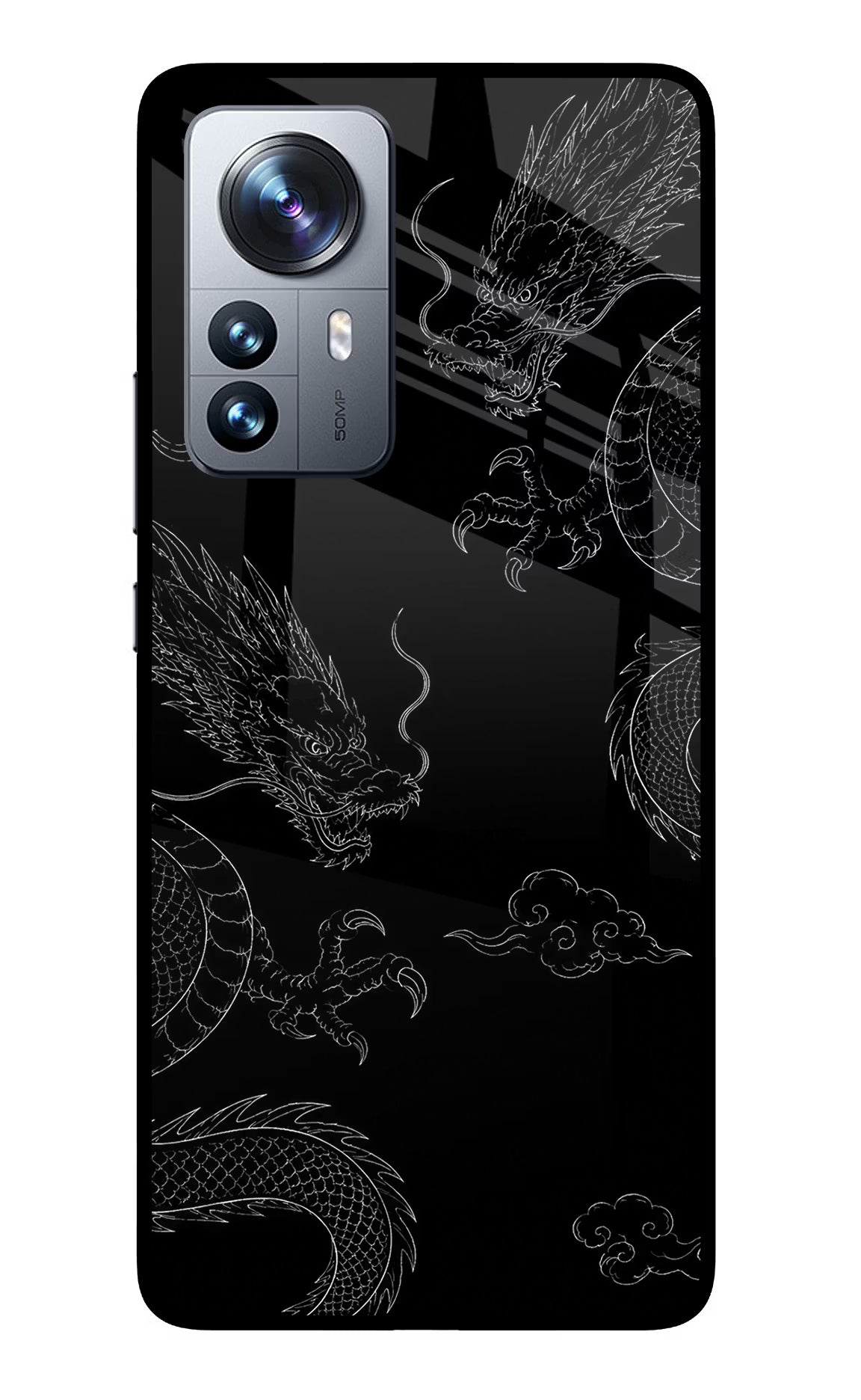 Twin Dragons Mi 12 Pro 5G Glass Case Back Cover by Casekaro
