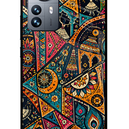 Folk Print Mi 12 Pro 5G Glass Case