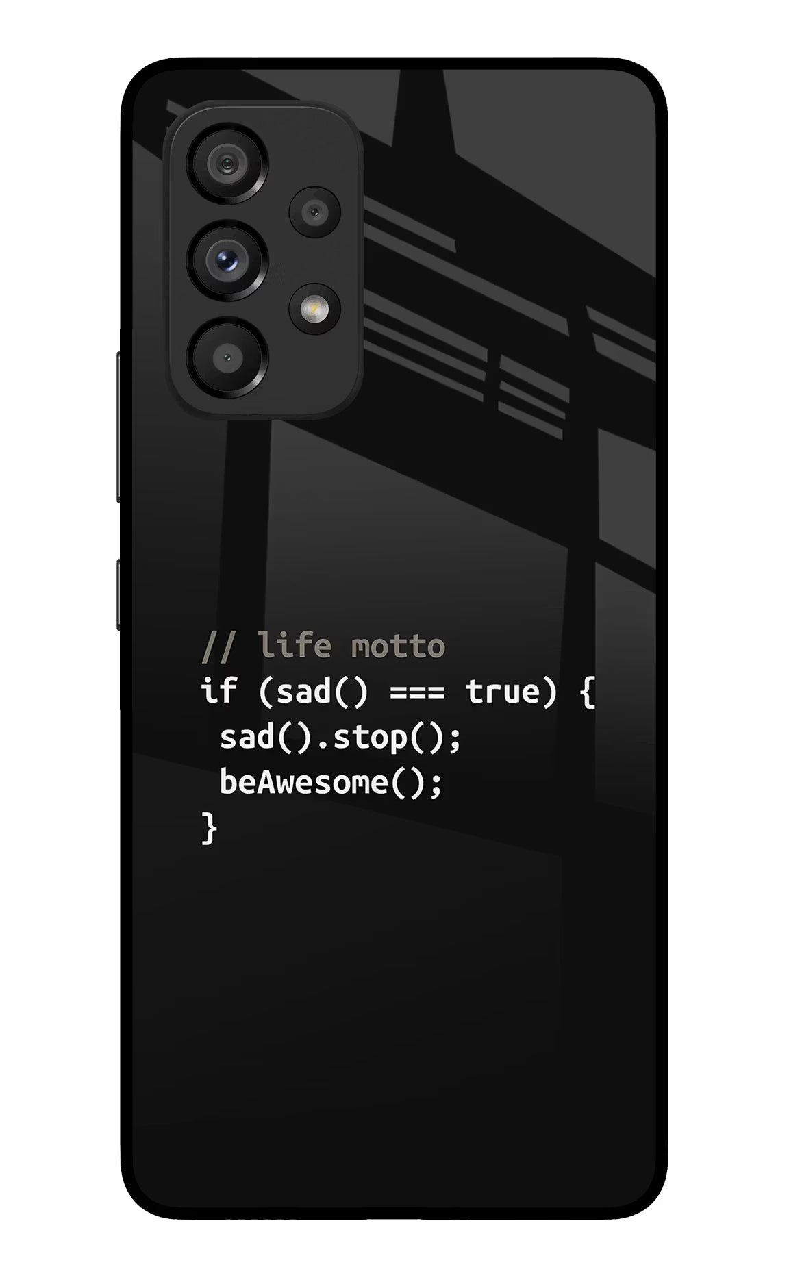 Life Motto Code Samsung A53 5G Glass Case Back Cover by Casekaro