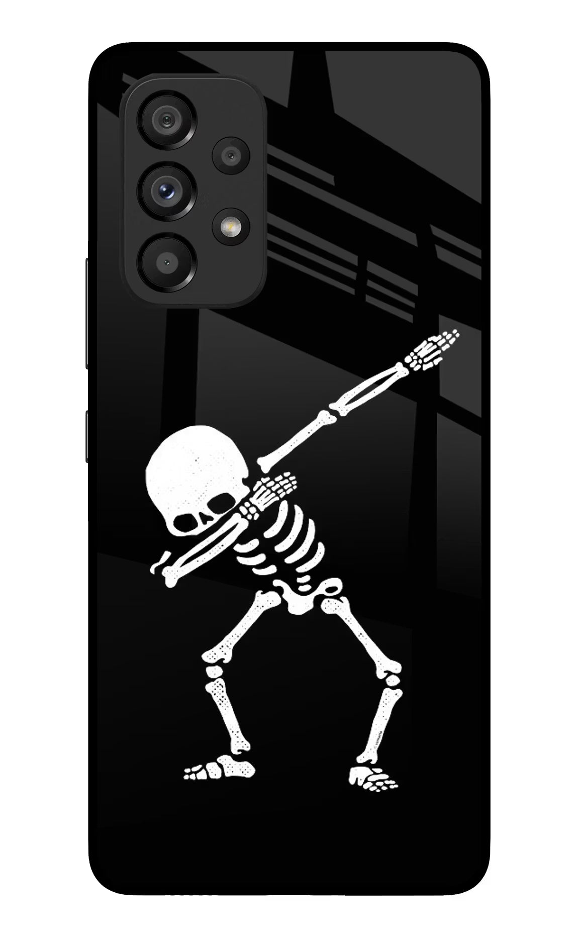Dabbing Skeleton Art Samsung A53 5G Glass Case Back Cover by Casekaro