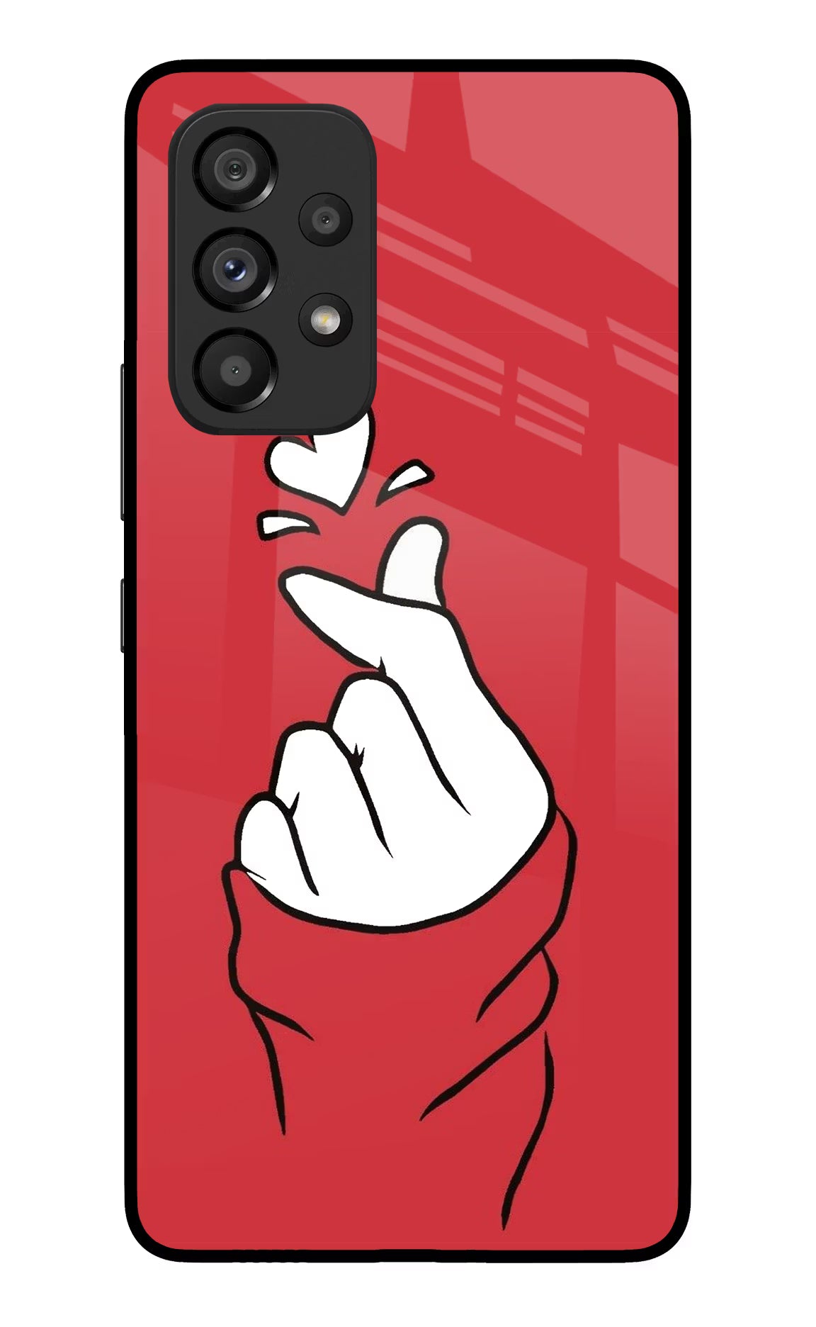 Korean Love Sign Samsung A53 5G Glass Case Back Cover by Casekaro