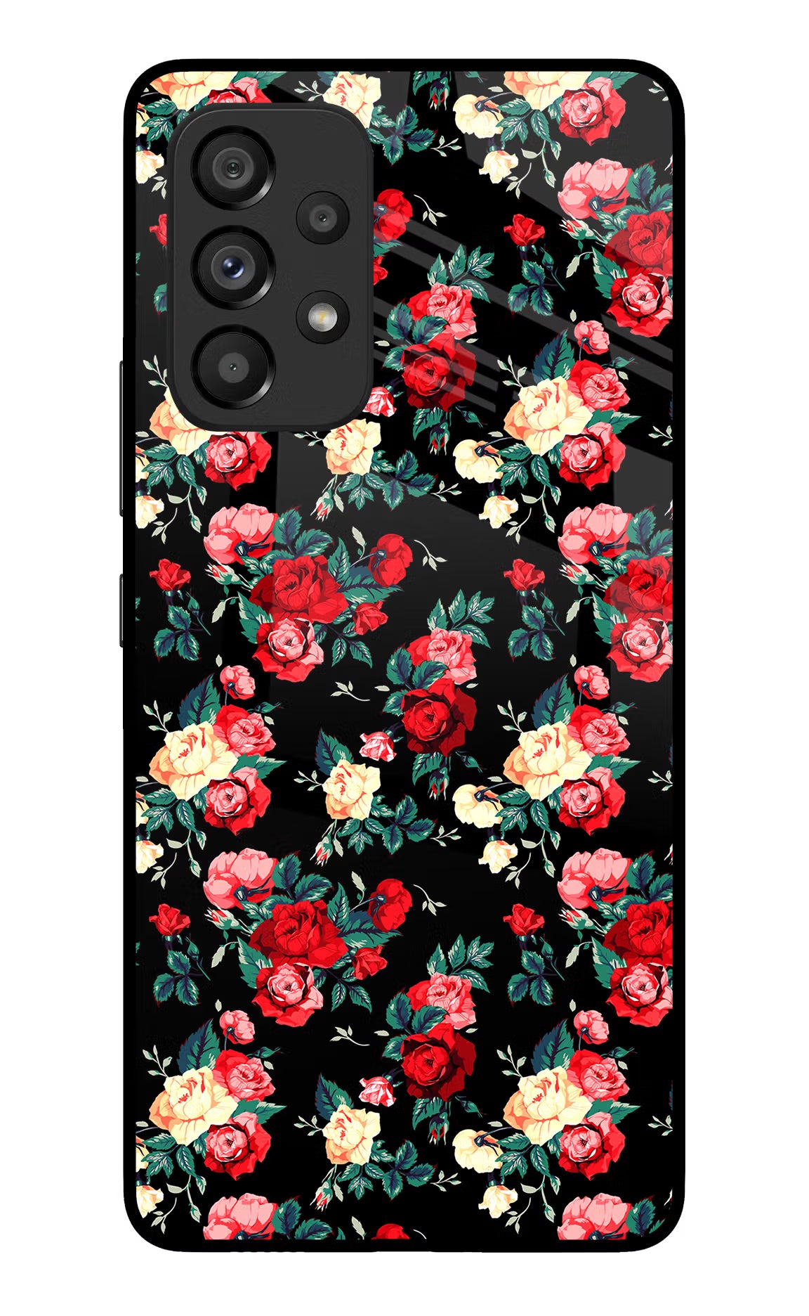 Rose Pattern Samsung A53 5G Glass Case Back Cover by Casekaro