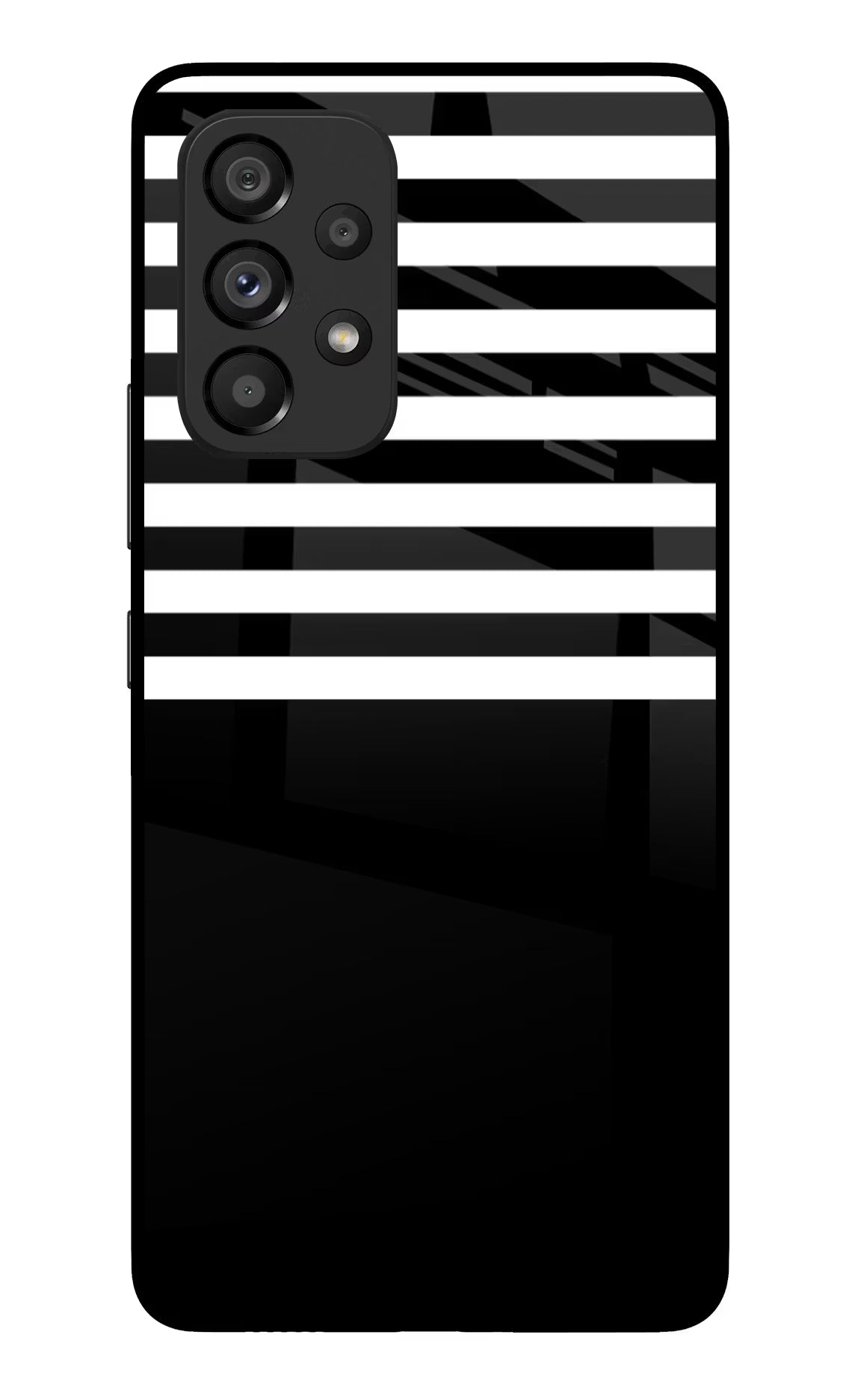 Black and White Print Samsung A53 5G Glass Case Back Cover by Casekaro