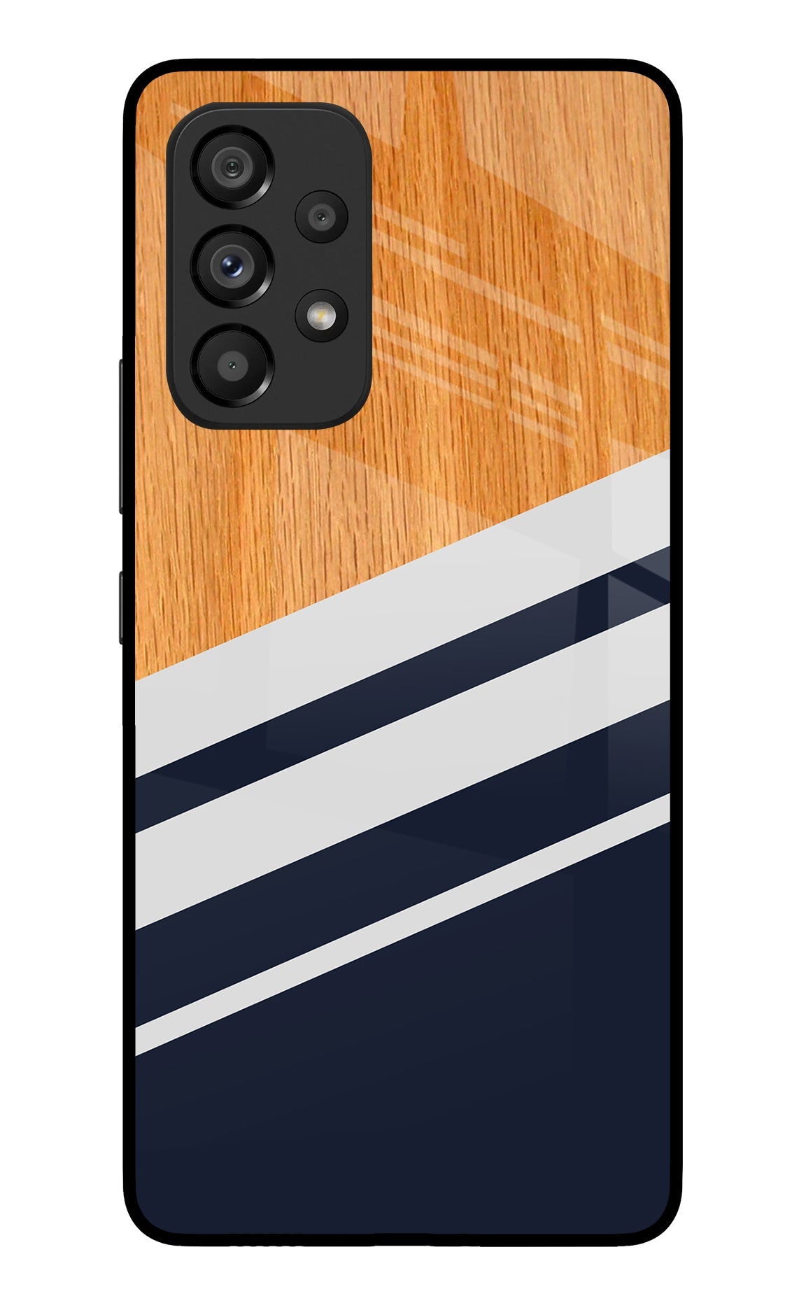 Blue and white wooden Samsung A53 5G Glass Case