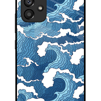 Blue Waves Samsung A53 5G Glass Case Back Cover by Casekaro