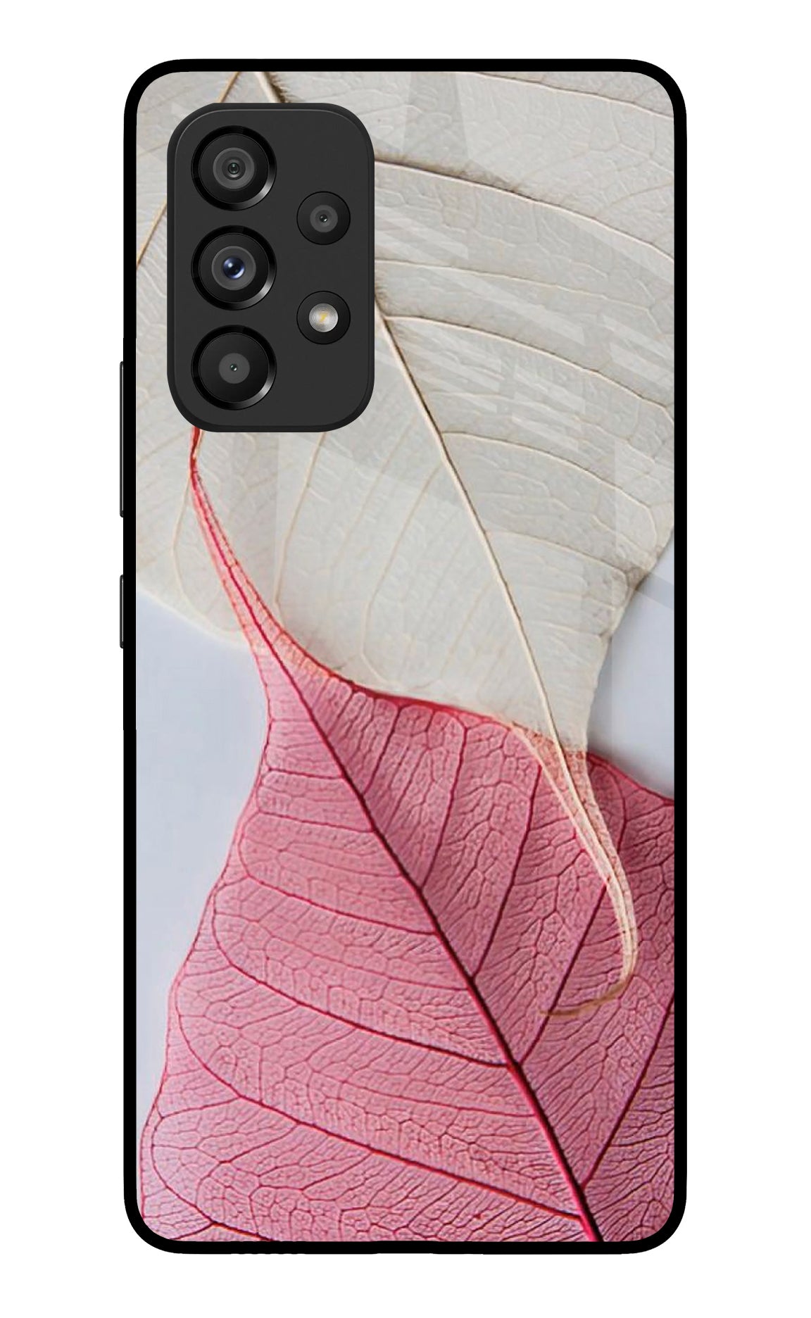 White Pink Leaf Samsung A53 5G Glass Case