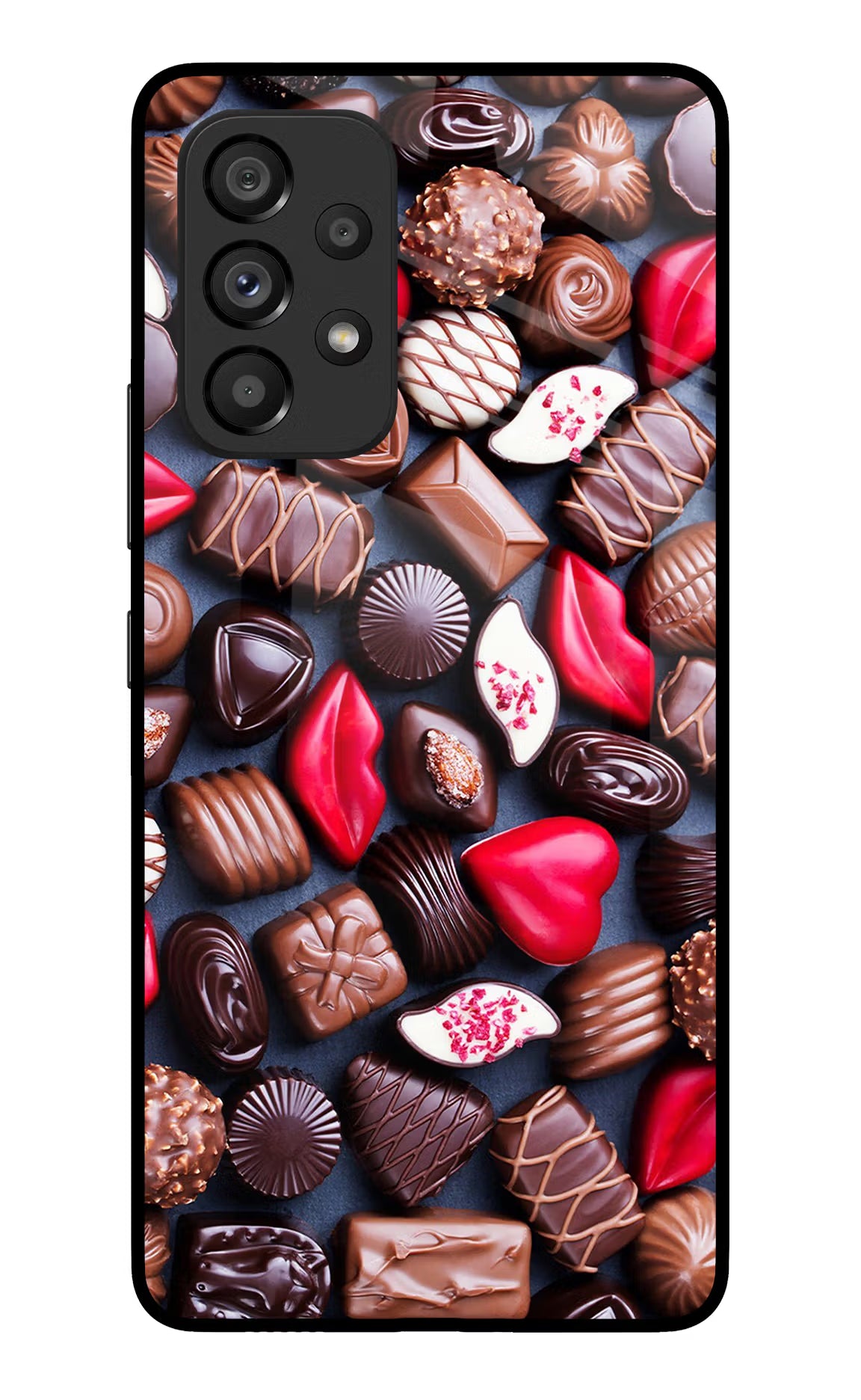 Chocolates Samsung A53 5G Glass Case Back Cover by Casekaro