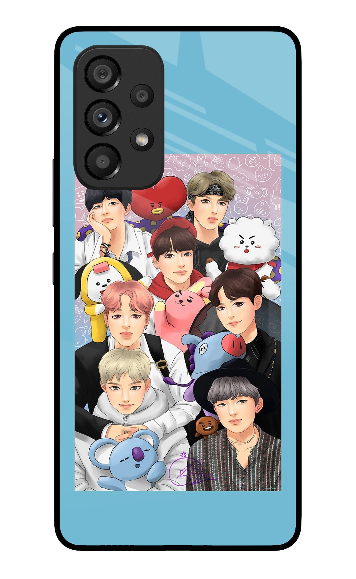 BTS with animals Samsung A53 5G Glass Case